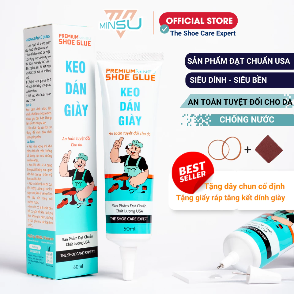 Keo Dán Giày Trong Suốt Siêu Dính Đa Năng Chính Hãng MINSU M2522 Chuyên Dụng Cho Giày Dép Thể Thao An Toàn Cho Da 60ml