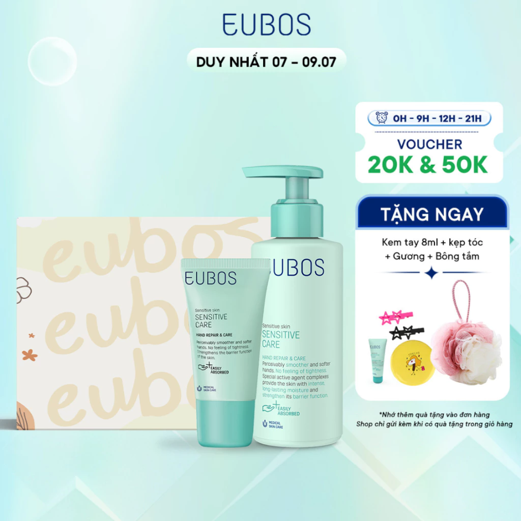 Combo Quà Tặng Kem Dưỡng Da Tay EUBOS 150ml Và Kem Dưỡng Da Tay EUBOS 25ml