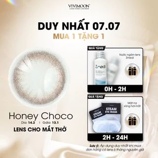 Lens cho mắt thở cận 6 tháng màu nâu tự nhiên Honey Choco kính áp tròng VIVIMOON