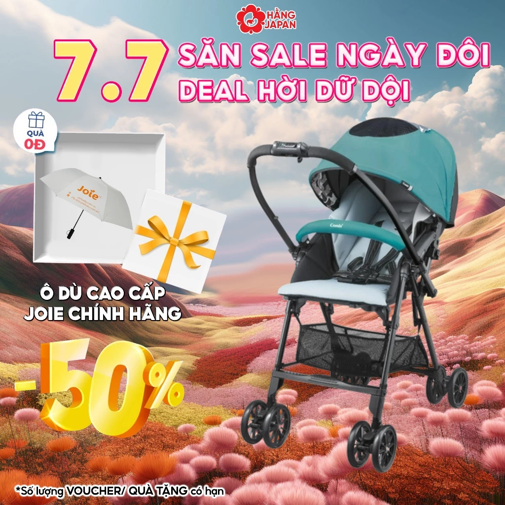 Xe đẩy em bé 2 chiều cao cấp Nhật Bản: Combi NEYO chống gù siêu nhẹ - Bảo hành chính hãng 1 năm