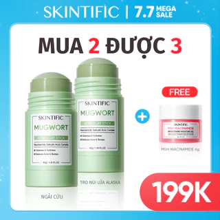 Bộ đôi Thanh lăn mặt nạ đất sét ngải cứu giảm mụn SKINTIFIC 40g