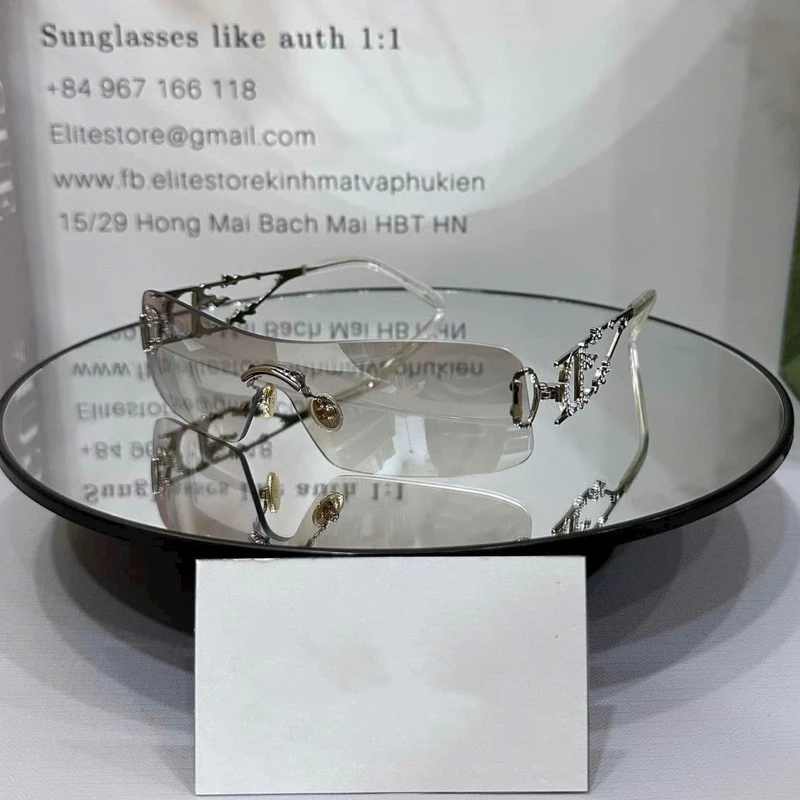 Kính mát Y2K, Gọng kính râm không viền siêu hot trend C182 Jolie eyewear