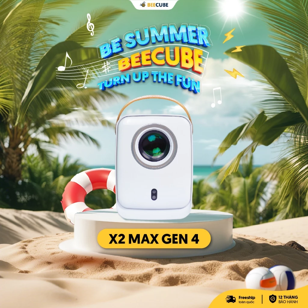 [Tặng PK] Máy Chiếu Mini Cao cấp Beecube X2 Max Gen4 - Độ phân giải Full HD 1080P - Tích hợp 2 loa 6W - Bảo hành 1 đổi 1