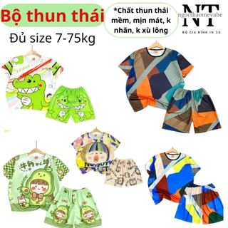 (7-75Kg) TỔNG HỢP Đồ bộ mẹ và bé thun in 3D chất thun thái mềm mịn mát, k nhăn, k xù lông k bay màu