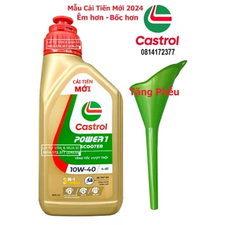 Dầu nhớt tổng hợp tay ga Castrol Power-1 Scooter 10w40 800ml ( 0.8L ) + Tặng Phễu châm nhớt - Shopnhottot