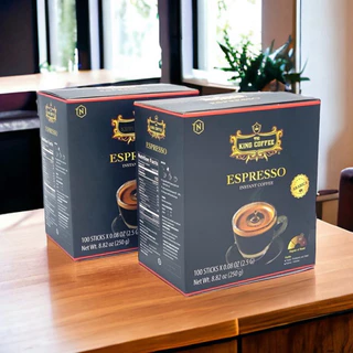 [Combo 2 Hộp] Cà phê hòa tan đen( Không đường sữa) Espresso Hộp 100 gói King Coffee