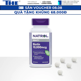 Viên Uống Mọc Tóc Natrol Biotin 10000 mcg của Mỹ Hộp 100 viên  - Biotin 10,000 mcg Giúp Mọc Tóc Ngăn Ngừa Rụng Tóc