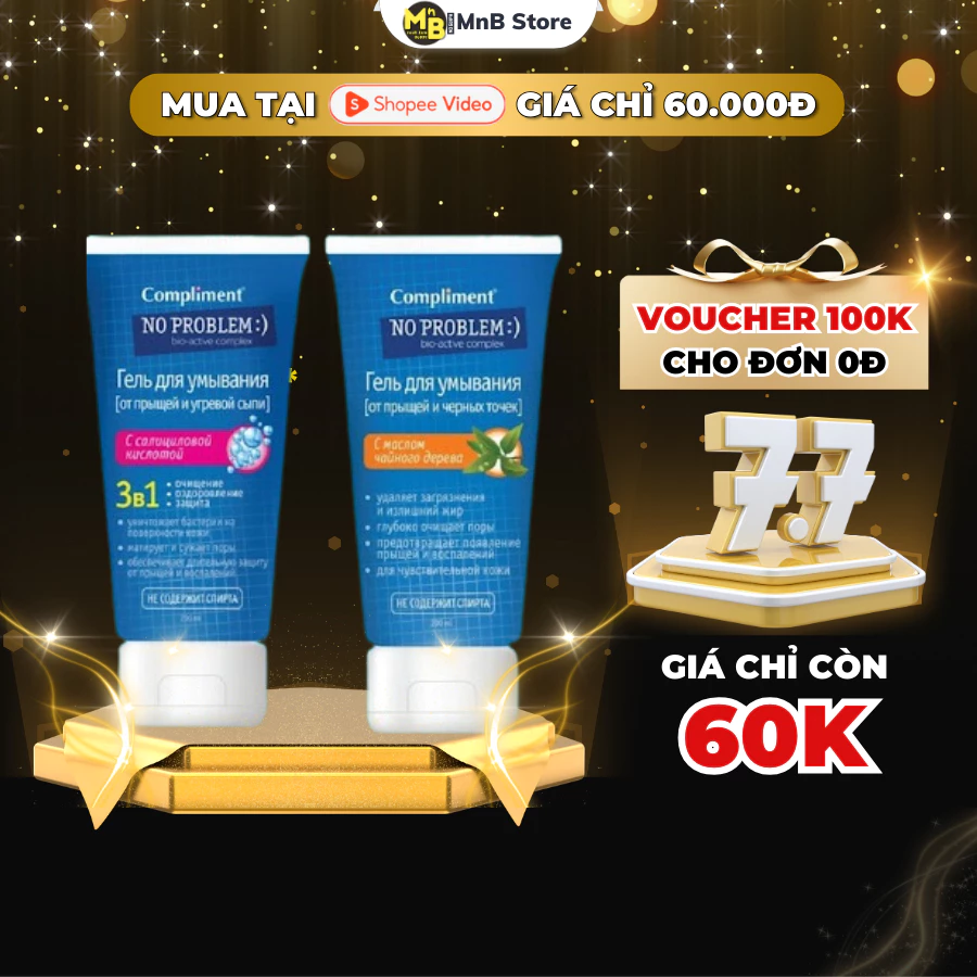 Sữa rửa mặt Compliment No Problem giảm mụn làm sạch dầu thừa hiệu quả 200ml