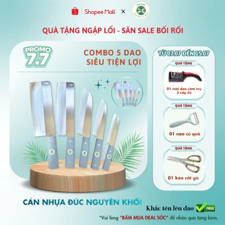 Combo 5 dao nhà bếp DAKA thép Nhật trắng không gỉ - Chuôi nhựa