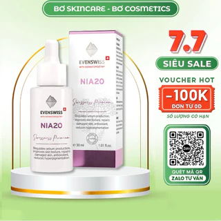 (CÔNG TY) Serum Nia20 Evenswiss 20%  Niacinamide hỗ trợ kiềm dầu thu nhỏ lỗ chân lông, sáng da,chống lão hoá (30ml)