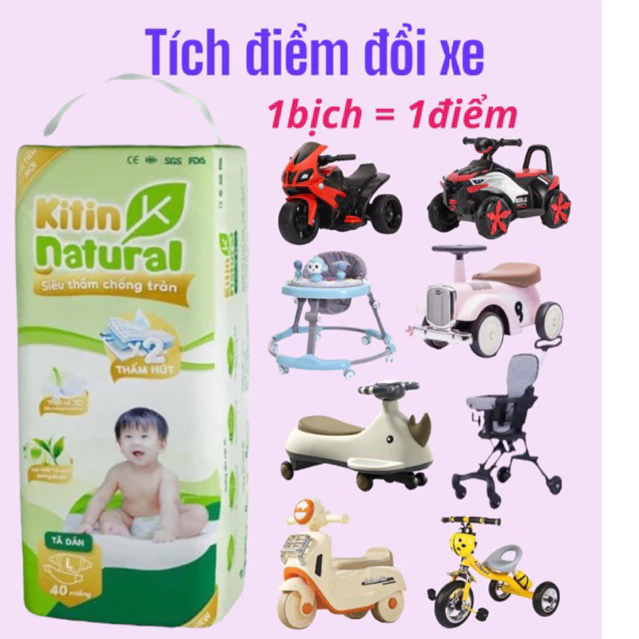 [TÍCH ĐIỂM] Bỉm dán/quần Kitin Natural tinh chất trà xanh đủ size NB-3XL