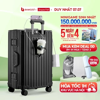 Vali Bamozo Khung Nhôm 9066 Size 20/24/28 Cao Cấp Bịt 4 Góc Chống Va Đập Bảo Hành 5 Năm