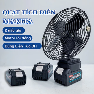 Quạt Tích Điện Makita Pin 10 Cell Dùng Liên Tục 8H, Quạt Tích Điện 2 Cấp Độ Gió Siêu Mát_Bảo hành 12 tháng