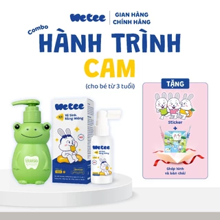 Combo Hành Trình Cam: 1 Xịt Vệ Sinh Răng Miệng 50ml và 1 Gel Đánh Răng 100ml Cho Bé Từ 3 Tuổi Tặng Bàn Chải Mềm