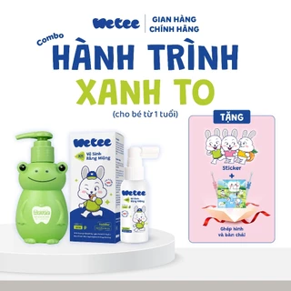 Combo Hành Trình Xanh To gồm: 1 Xịt Vệ Sinh Răng Miệng 50ml và 1 Gel Đánh Răng  100ml Cho Bé Từ 1 Tuổi Tặng Bàn Chải