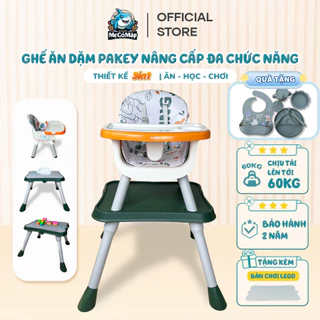 [Tặng set ăn dặm silicone] Ghế Ăn Dặm Đa Năng 3in1 Pakey, Có Thể Làm Bàn Học, Ghế Ăn Dặm Cho Bé Đai An Toàn 4 Chiều