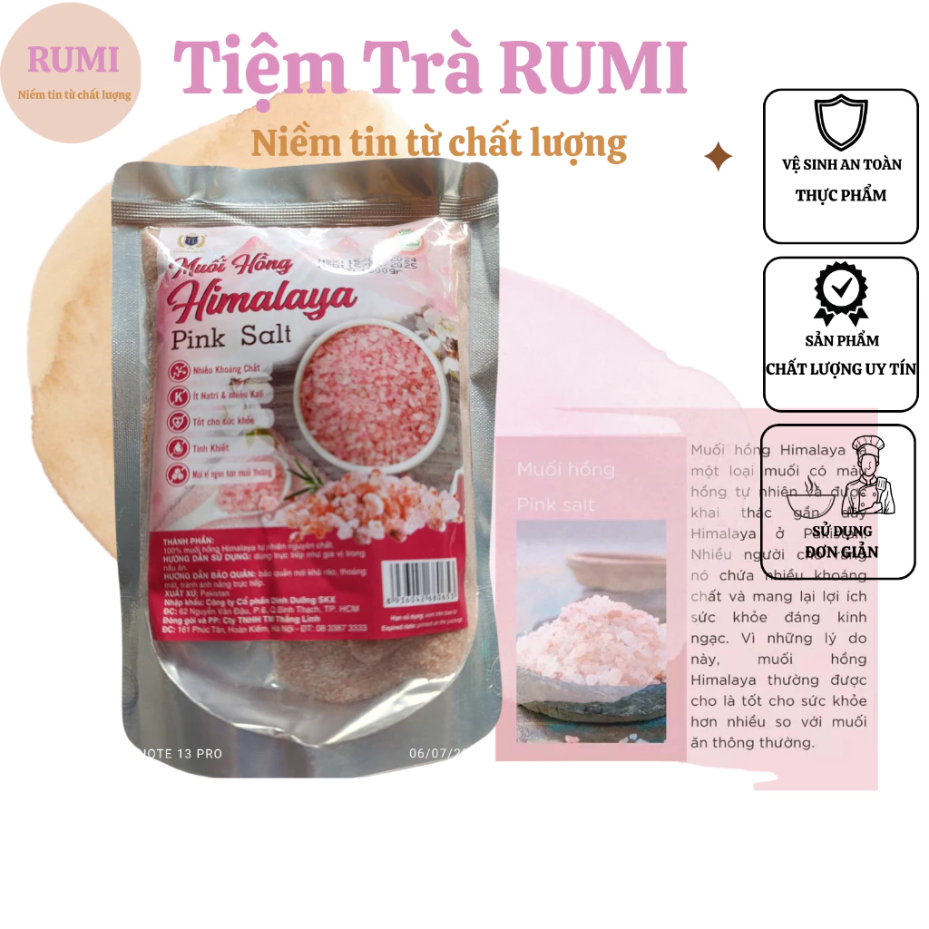 Muối hồng Himalaya túi 500gr dùng pha chế cà phê muối, nấu ăn.