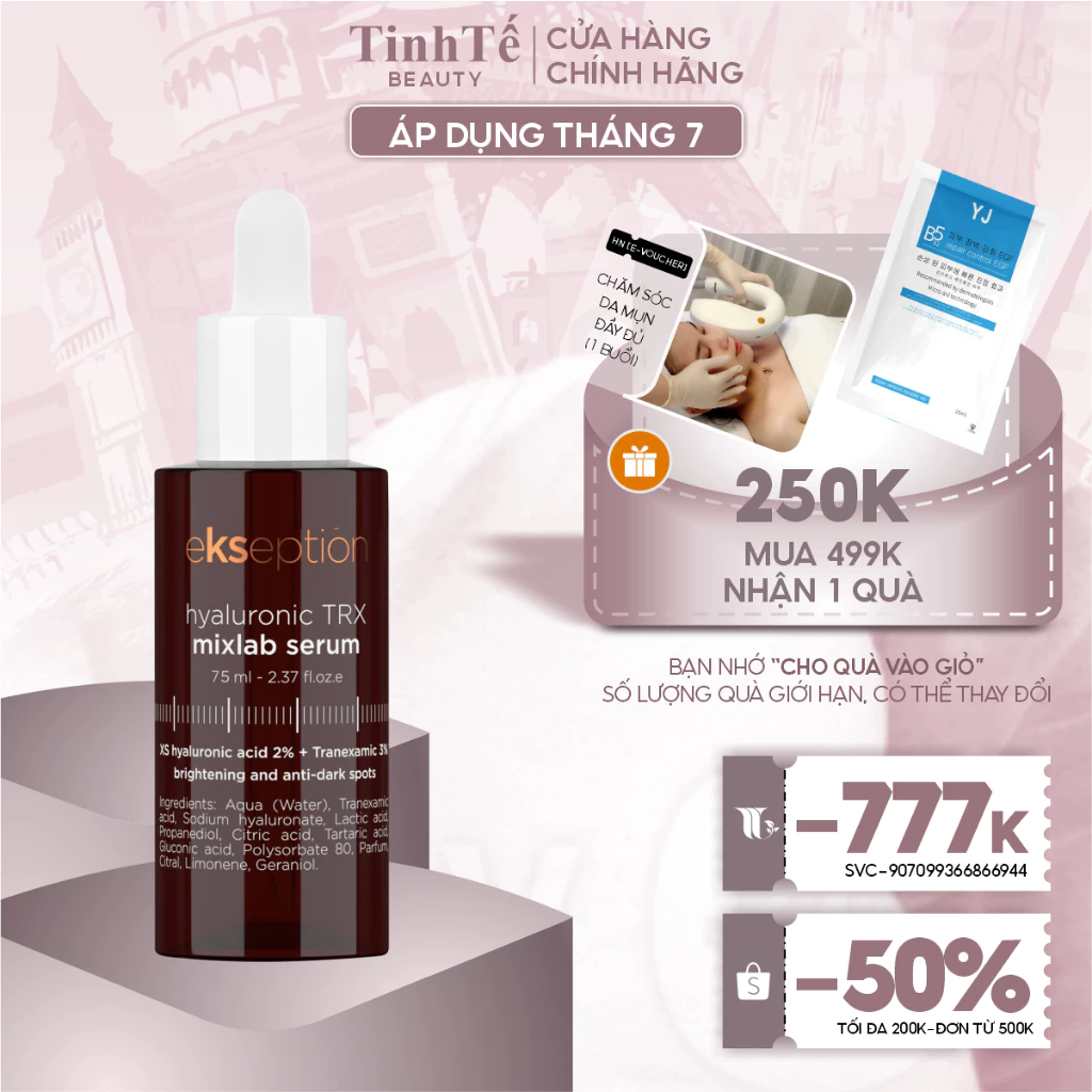 Serum HA + 3% Tranexamic acid mờ nám, sáng da Ekseption Hyaluronic TRX 75ml