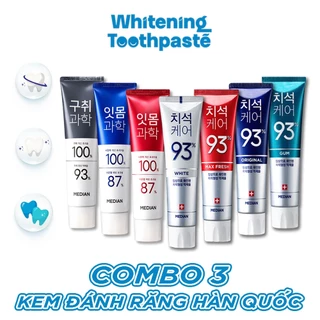 Combo 3 kem đánh răng Median Dental IQ 93% Hàn Quốc làm trắng răng, giảm ê buốt 120g Median