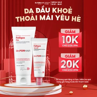 Bộ dầu gội và muối mini giảm ngứa, làm sạch da đầu  Dr.FORHAIR Folligen Plus 100ml x Sea Salt Scaler 50g