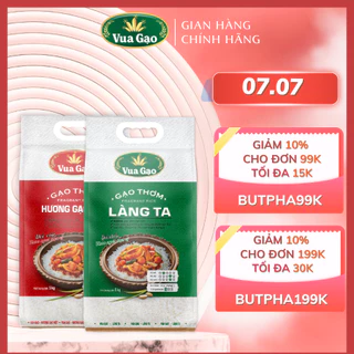 Combo Gạo Hương Việt + Gạo Thơm Làng Ta - Chính Hãng Vua Gạo - Túi 5kg (Cam kết date mới)