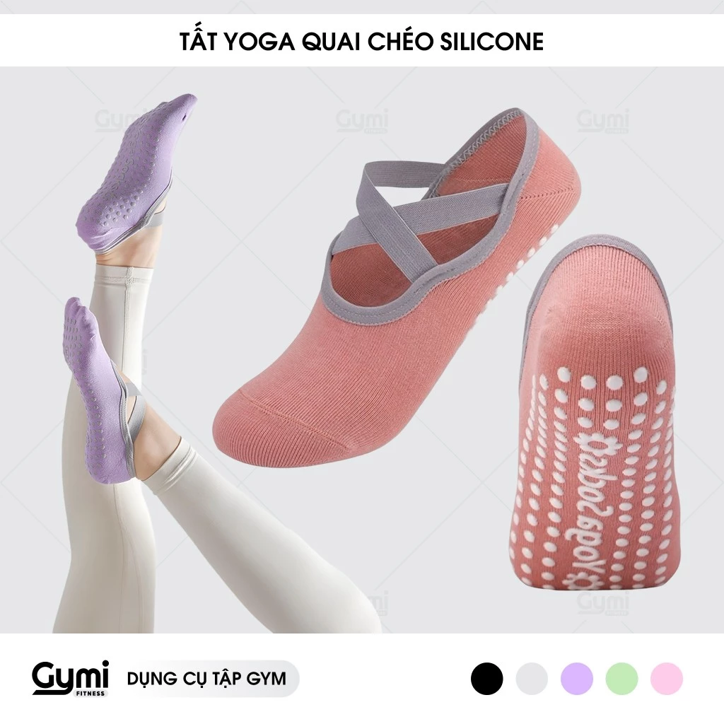 Tất Vớ Nữ Quai Chéo Đính Silicone Chống Trơn Trượt Phù Hợp Tập Yoga, Pilates, Ballet, Gym Cao Cấp - VoYoga-QuaiCheo
