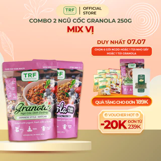 Combo 2 gói Ngũ Cốc Granola không đường The Rich Foods kết hợp mật ong tự nhiên, đảm bảo dinh dưỡng healthy 250g x 2