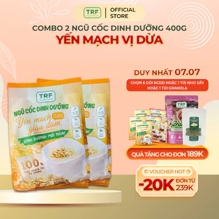 Combo 2 Ngũ cốc dinh dưỡng yến mạch vị dừa giàu đạm The Rich Foods giàu protein cung cấp năng lượng 400g x 2 (32 gói)