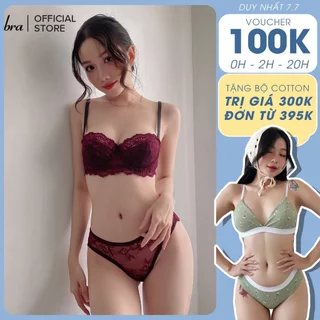 LANLY - Set đố lót ren Mebra có gọng không đệm thiết kế sexy thoải mái quần lót ren cánh tiên đồ lót ren Mebra