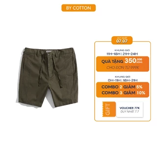 Quần Short Kaki Nam Cao Cấp Xanh Rêu Dây Rút BY COTTON