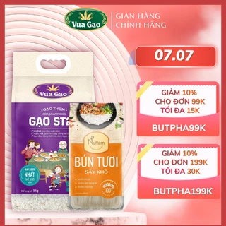 Combo Gạo ST25 5kg và Bún Tươi Sấy Khô 400gr - Chính Hãng Vua Gạo