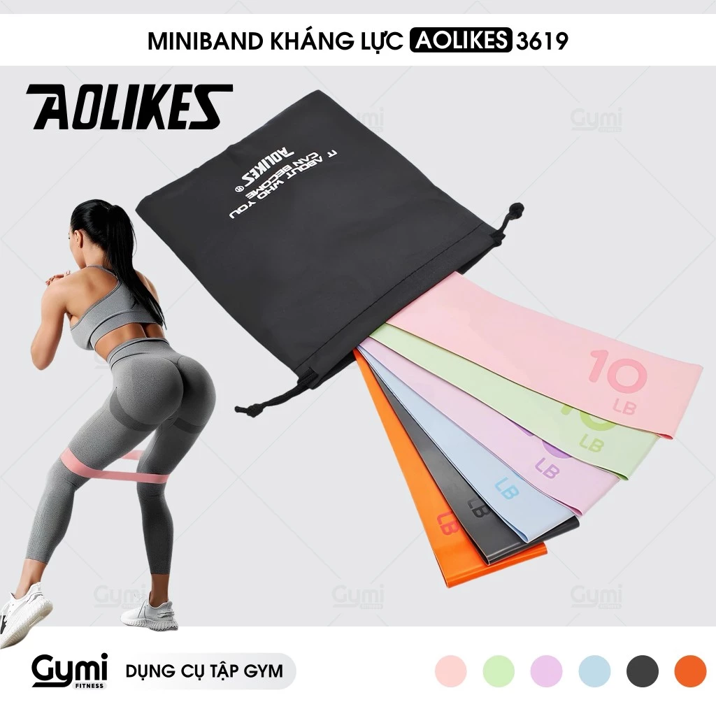 Dây Kháng Lực Miniband Aolikes 3619 (Version 2023) Cao Su Latex Cao Cấp Hỗ Trợ Tập Gym, Độ Mông Đùi - AL3619