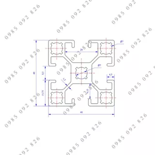 Nhôm định hình 40x40 (LWA-440481747-2) - Miễn phí cắt theo kích thước yêu cầu.