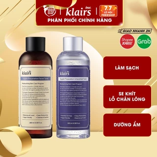 Nước hoa hồng làm sạch, dưỡng ẩm, se khít lỗ chân lông cho da nhạy cảm Hàn Quốc Klairs Supple Preparation Toner 180ml