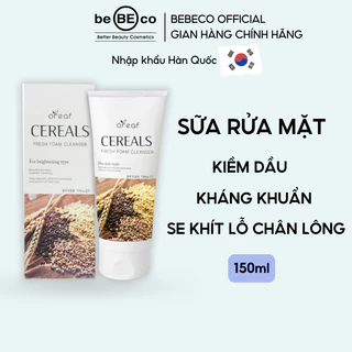 Sữa rửa mặt cho da dầu kháng khuẩn, kiểm soát dầu, làm se khít lỗ chân lông 150ml BEBECO OREAF CEREALS FOAM CLEANSING