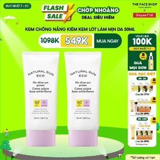 [GIẢM 50K ĐƠN 699K][DUY NHẤT 8.7]Combo 2 Kem Chống Nắng Kiềm Dầu THEFACESHOP Natural Sun SPF50+ PA+++ 50ml