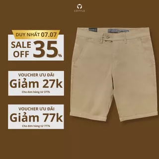 Quần short nam CEFFYLO màu camel chất khaki thoáng mát có độ bền cao co giãn thoải mái trẻ trung thời trang nam