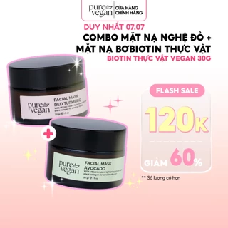 [Combo 2] Mặt Nạ Nghệ Đỏ + Mặt Nạ Bơ Thuần Chay Pure Vegan Cho Da Nhạy Cảm Làm Dịu Da Kiểm Soát Dầu Nhờn Sáng Da - (30gr