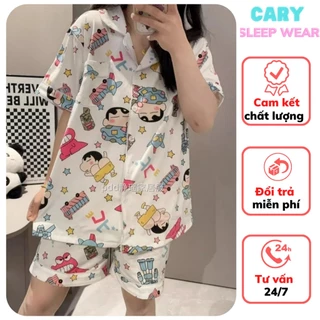 Bộ pijama cho nữ mặc nhà tay cộc dễ thương đồ bộ mắc nhà nữ áo cộc quần đùi hoạt hình mùa hè CARY