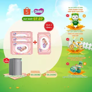 [MUA 3 TẶNG 1] Bộ 3 + 1 gói Khăn ướt Bobby Care hương thơm nhẹ nhàng 100 tờ/gói (Hồng)