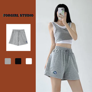 Quần short nữ Forgirlstudio cạp chun thun dây co giãn in chữ T061