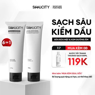 Bộ sản phẩm chăm sóc da làm sạch bảo vệ toàn diện cho nam Men Stay Simplicity Starter Duo: Sữa rửa mặt x Kem dưỡng ẩm