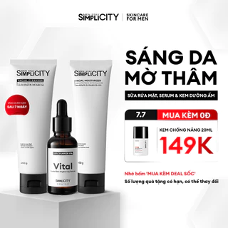 Bộ sản phẩm chăm sóc da nam sáng da mờ thâm sạm toàn diện Men Stay Simplicity Brightening Trio