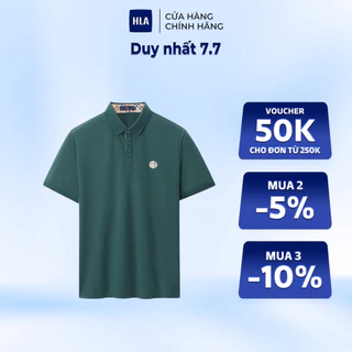 HLA - Áo POLO nam ngắn tay cổ bẻ phối họa tiết Solid dark green short sleeves Polo Shirt