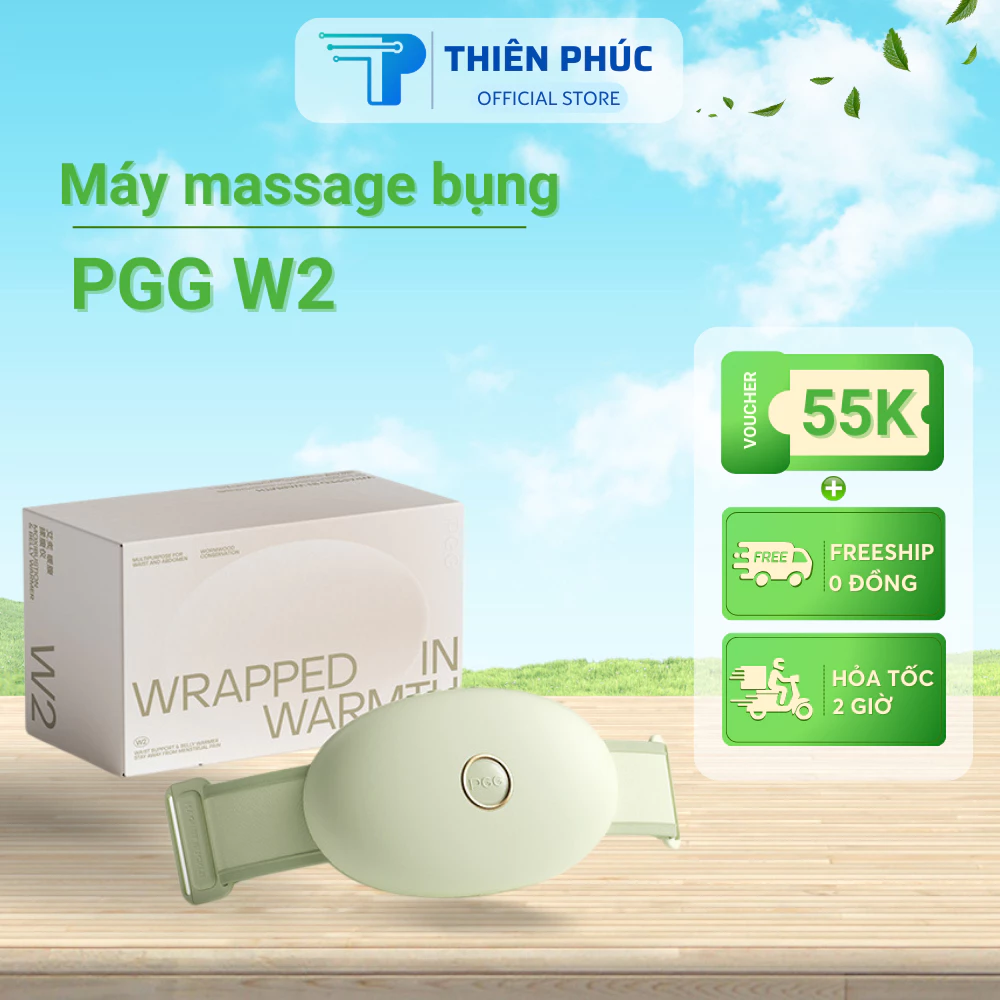 Máy massage bụng PGG W2, chườm ấm hồng ngoại kết hợp với massage cơ học chính hãng Thiên Phúc Tâm