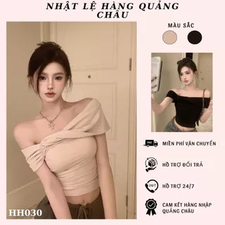 Áo trễ vai , áo nữ kiểu xoắn trứơc ngực dáng croptop sexy quyến rũ dành cho nữ hàng QC cao cấp taobao- HH030