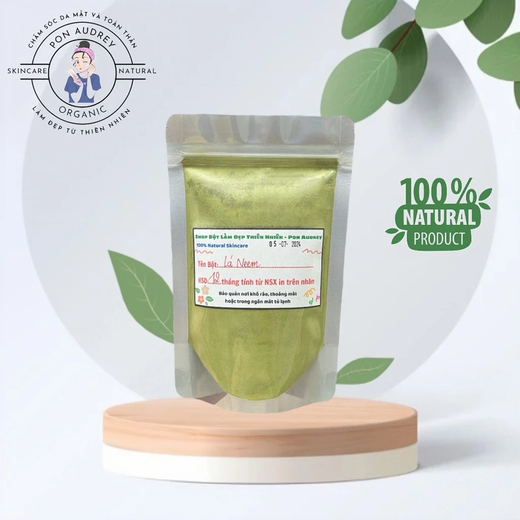 1KG Bột Lá Neem Nguyên Chất Đắp Mặt Giảm Mụn Mờ Thâm Sáng Da, Tắm Dưỡng Body