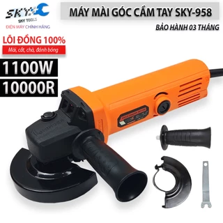 [TẶNG BỘ PHỤ KIỆN] MÁY MÀI GÓC CẦM TAY LÕI ĐỒNG 1100W, LƯỠI 100. BẢO HÀNH CHÍNH HÃNG 3 THÁNG. MITSUSHI 958