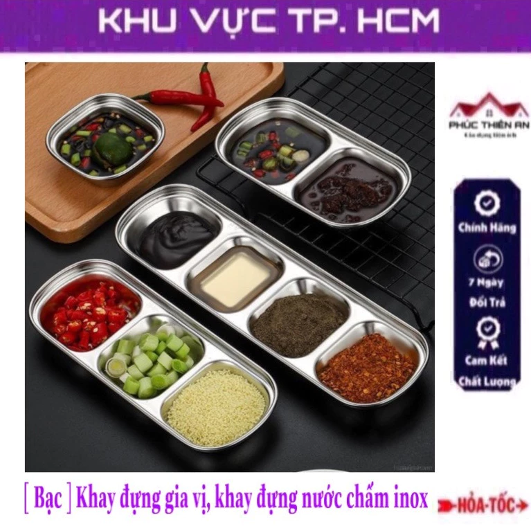 [ Màu bạc ] Khay đựng gia vị, khay đựng nước chấm màu bạc, chất liệu inox 304 cao cấp - đa năng, siêu bền