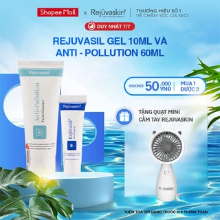 Combo chăm sóc da Rejuvaskin ngăn ngừa sẹo, làm xẹp sẹo lồi, sẹo phì đại Silicone Rejuvasil Gel 10ml và SRM 60ml